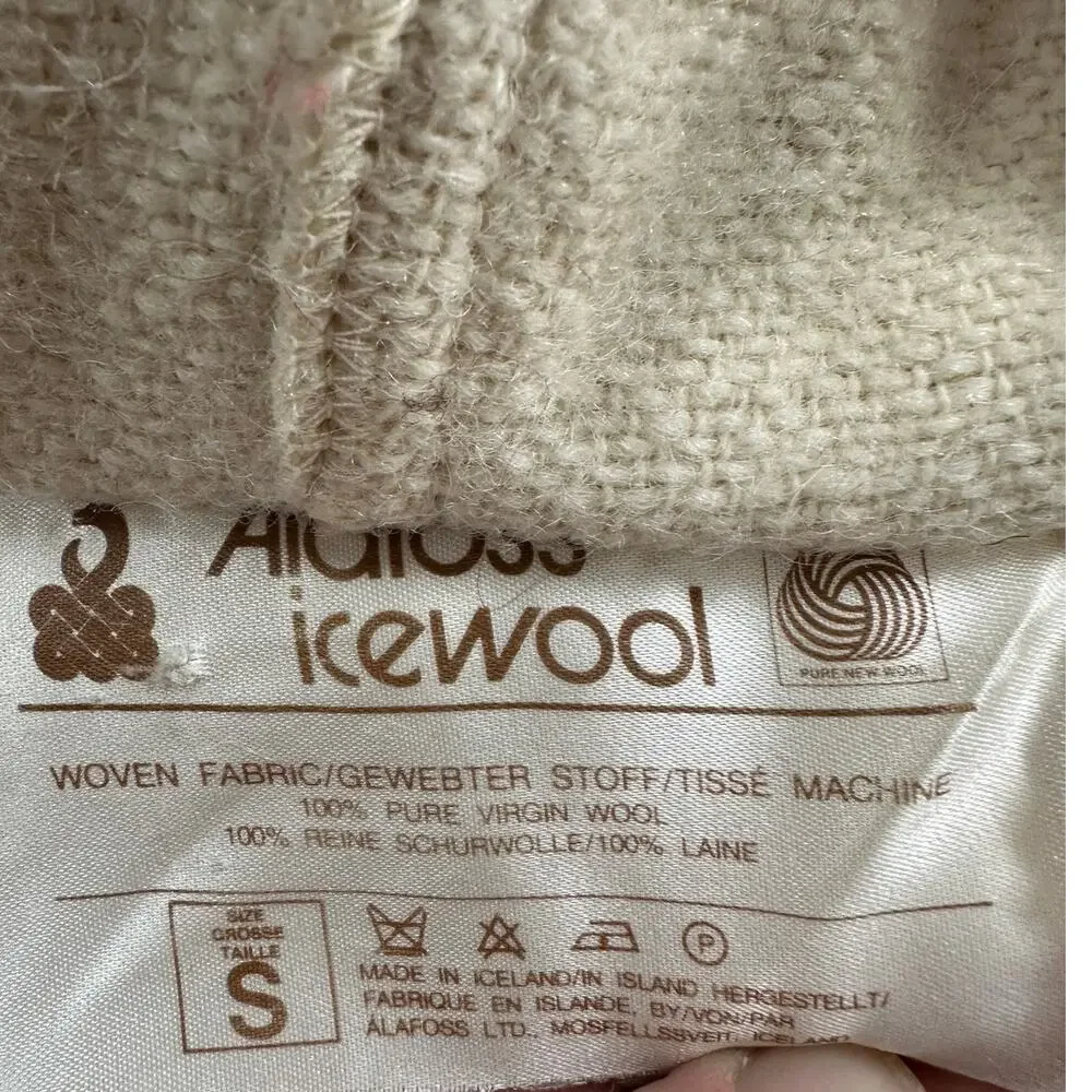 Alafoss Icewool S Ivory 100% Pure Virgin Wool Long Cardigan Sweater Coat - Picture 3 of 16